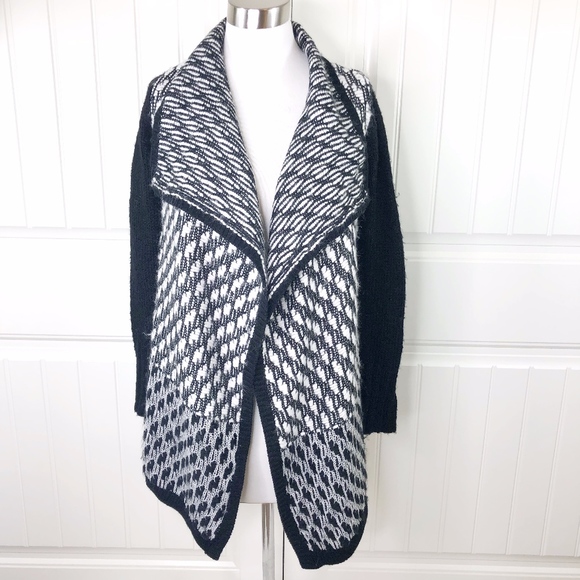 Anthropologie Ruby Moon Black White Cardigan Wool - Picture 1 of 5